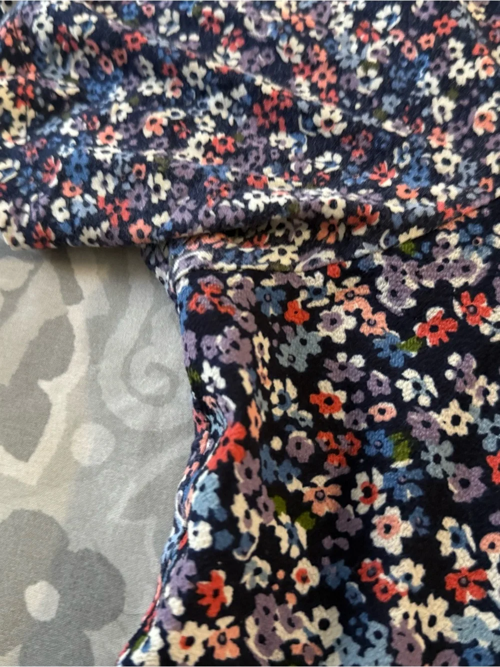 Michael Kors Navy Floral Short Sleeve Scoop Neck Tee